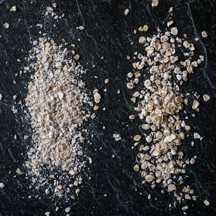 black slate with a sprinkle of porridge oats and a sprinkle of medium ground oats 