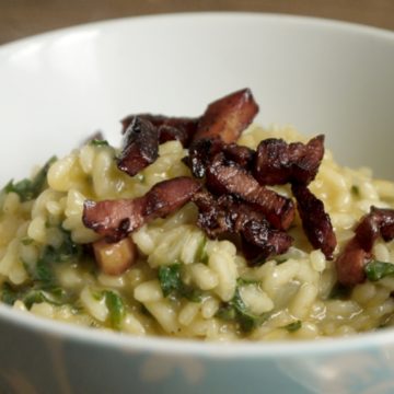 Yummy recipe for nettle and pancetta risotto