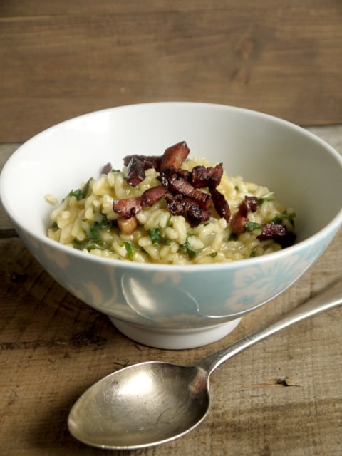 Yummy recipe for nettle and pancetta risotto