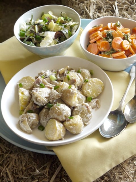 Bacon and fried onion potato salad