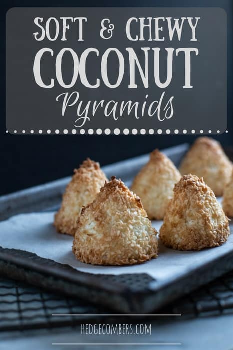 little coconut pyramids on a baking sheet lined with baking paper