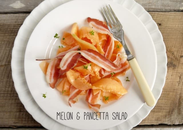 Sweet, light and fragrant melon and pancetta salad