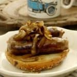 Sausage and Caramelised Onion Bagel ~ Weekend Breakfast | The Hedgecombers