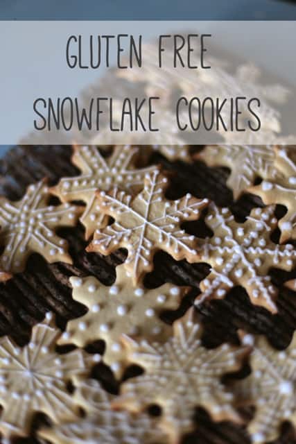 Cute Gluten Free Snowflake Cookies on a wooden background, one of my 25 Homemade Christmas Gift Ideas