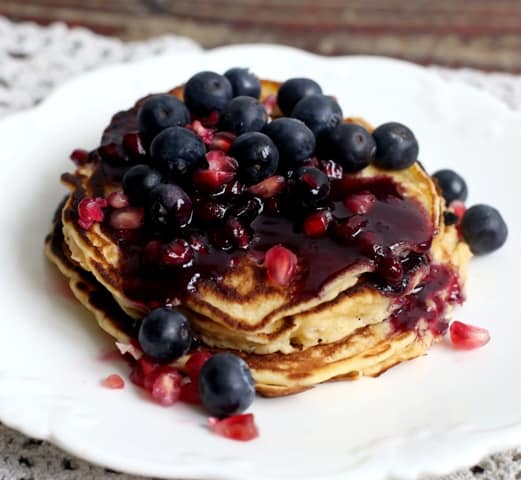 American Pancakes with Pomegranate and Blueberries - The Hedgecombers