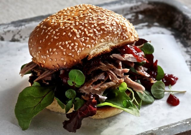 Pulled Duck Bun With Plum Sauce