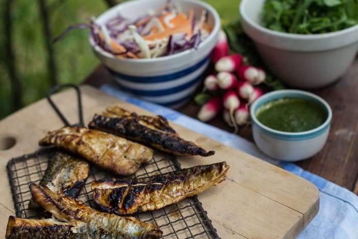 Watercress Salsa Verde & BBQ mackerel