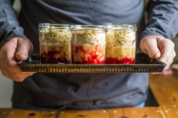 3 Crumble Pots held on a tray 