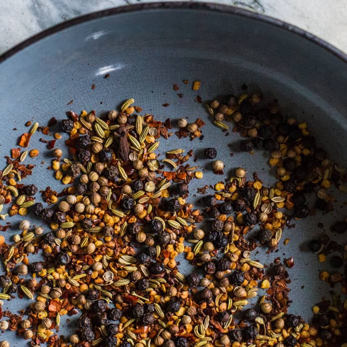 Hot Prawn Madras Curry spices in a pan