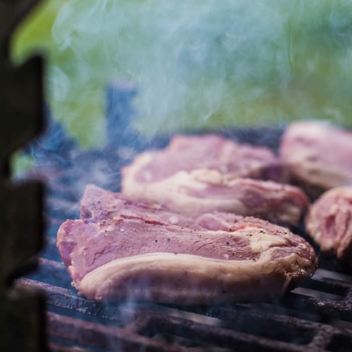 BBQ Lamb Chops with Minted Mayo Lamb chops ready to cook