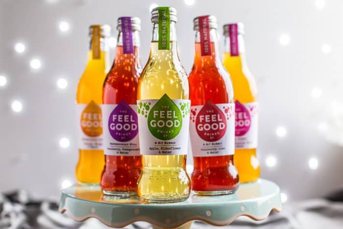 A selection of bottles from the Feel Good as used in Pomegranate Popper Cocktail