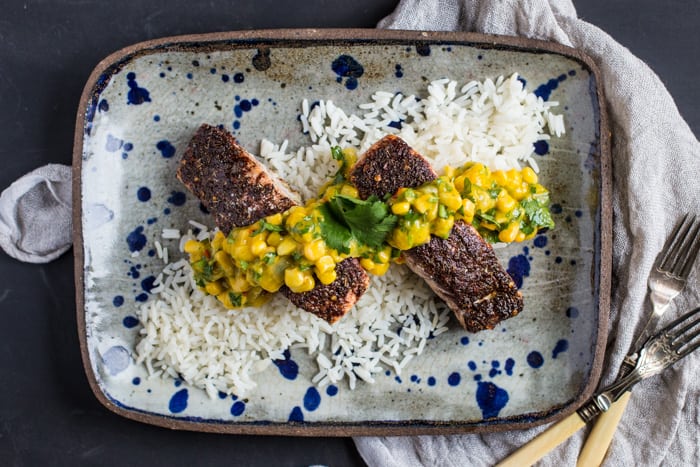 Jerk Salmon with Mango Salsa