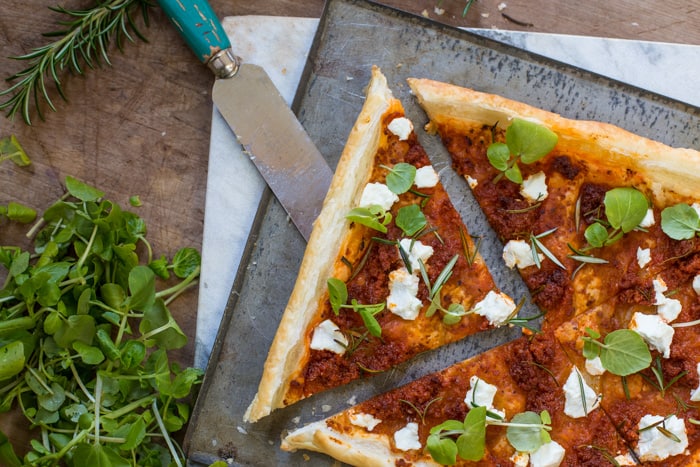 Baking tray with Sobrasada & Goats Cheese Tart 