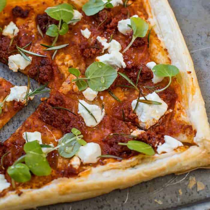 Baking tray with Sobrasada & Goats Cheese Tart