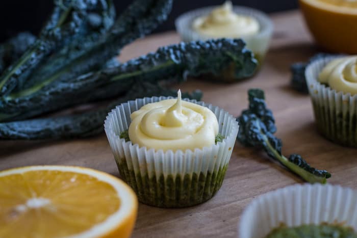 Cute green cupcake with swirl of frosting