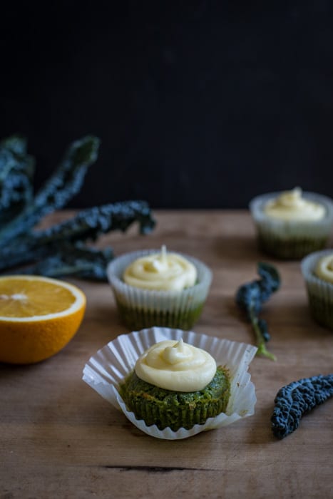 Green cupcake in paper cupcake case