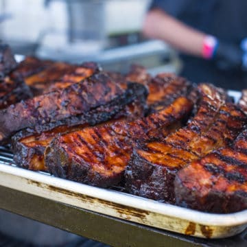 A tray of slow cooked ribs