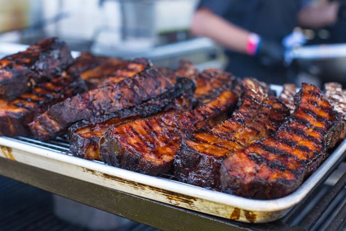 A tray of slow cooked ribs