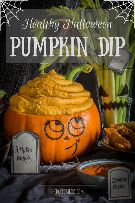 Cute Halloween pumpkin head buffet with pumpkin brain dip!