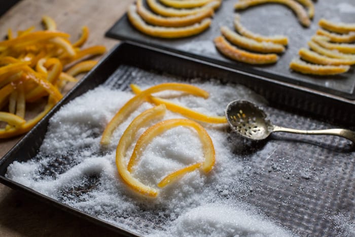 Coating Candied Orange Peel in granulated sugar