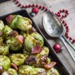 Smashed Roast Sprouts with Bacon and Chestnuts