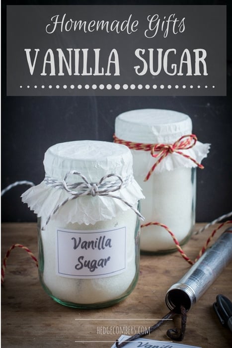 Pretty jard of homemade vanilla sugar to give as gifts