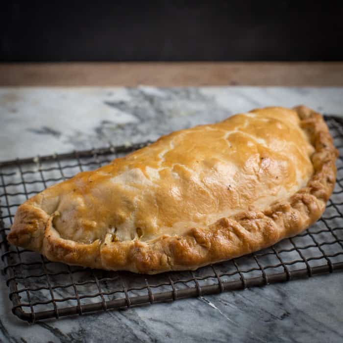A Butternut and Sage Pasty straming fresh from the oven