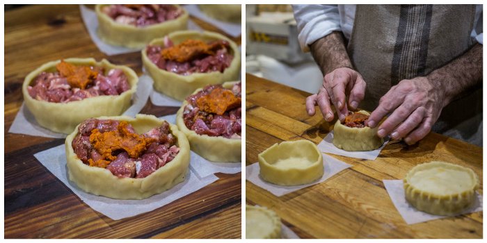 Baker making traditional Majorcan pies with sobrasada