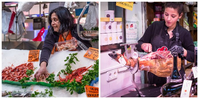 fishmonger and deli in Majorcan food market