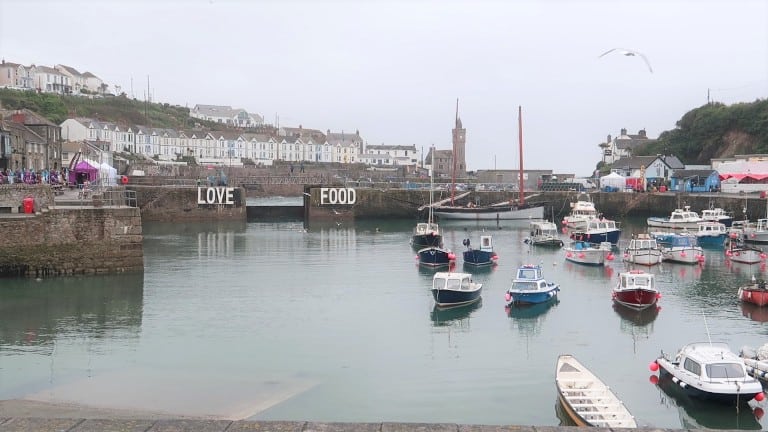 harbour shot of Porthleven, Cornwall at the Porthleven Food Festival 2019