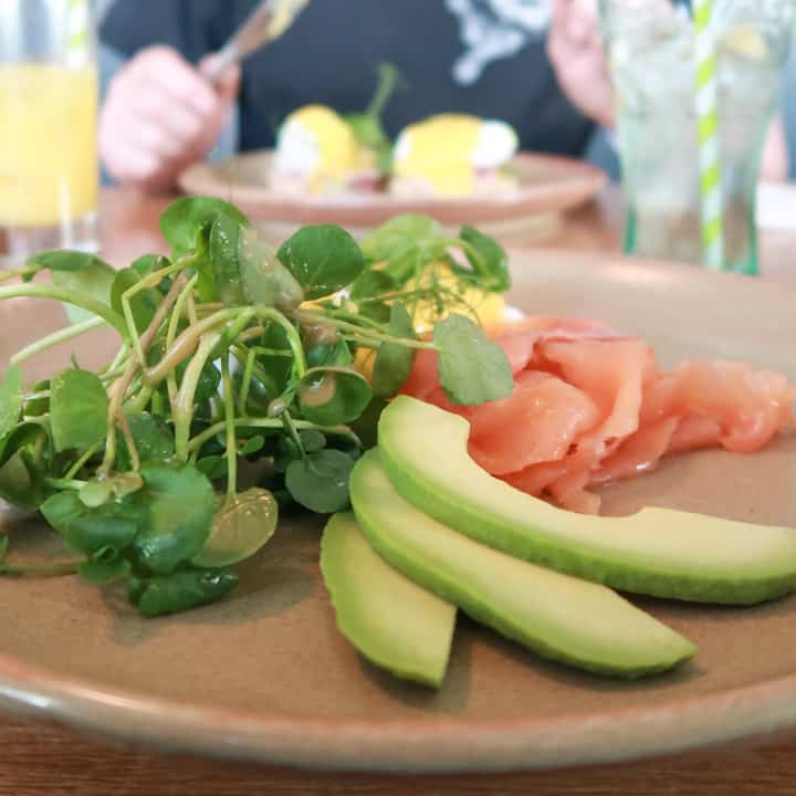 Brunch plate with avocado, watercress and smoked salmon at the Porthleven Food Festival 2019