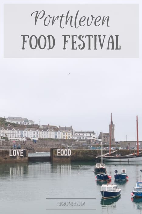 The harbour at Porthleven in Cornwall, with fishing boats, quaint cottages during the Porthleven Food Festival 2019