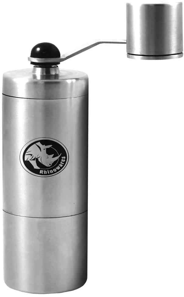 rhinowares small coffee bean hand grinder against a white background