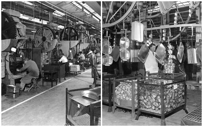 Black and white historical images from the Samuel Groves factory in Birmingham