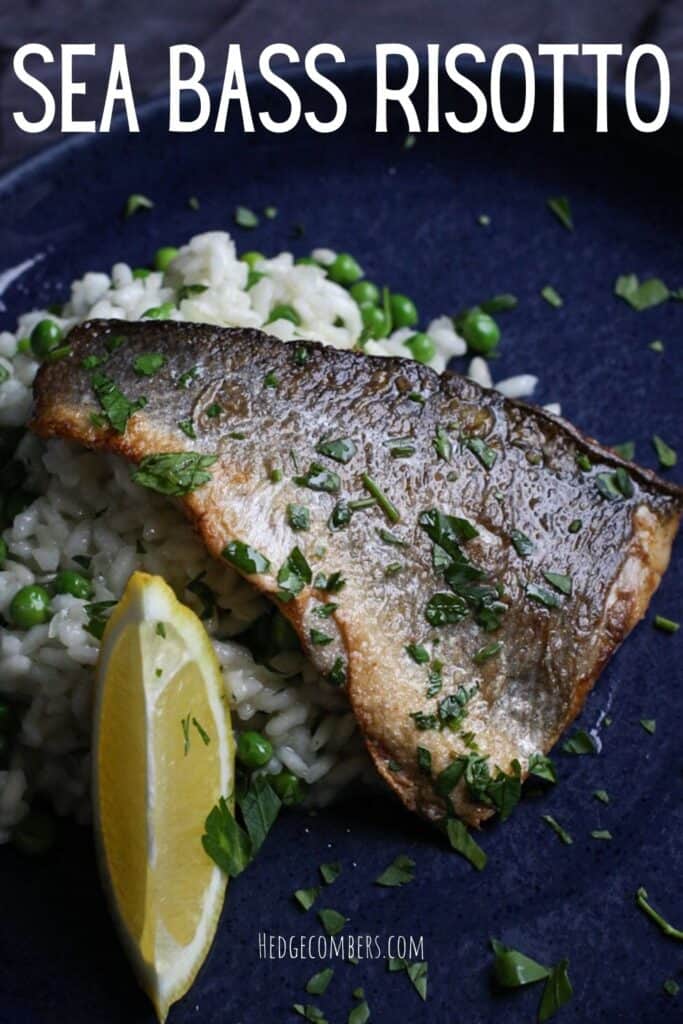 Quick Crispy Sea Bass Risotto with Peas and Lemon The